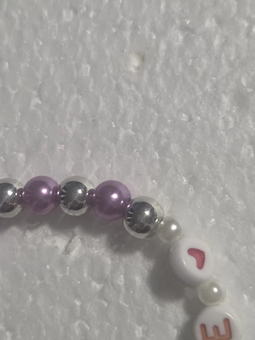 Handcrafted Kids 'BRAVE' Beaded Stretch Bracelet - Purple & Silver - Picture 6 of 8